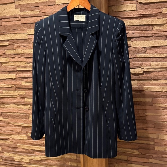 Alberto Makali Jackets & Blazers - ALBERTO MAKALI Elegant Black Pinstripe Women's Blazer with Mini Skirt